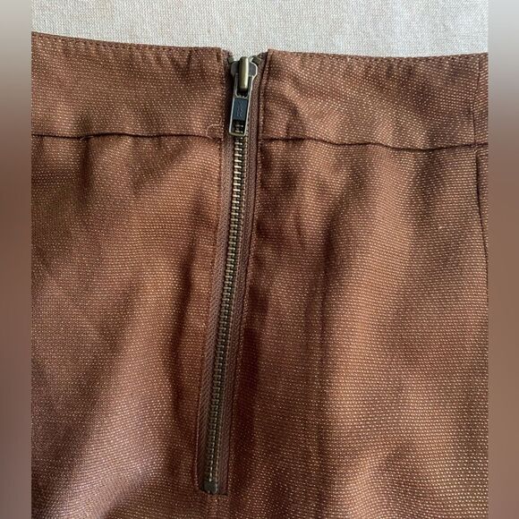 L.A.M.B. Skirt Women Sz  8  copper draped Bow Shimmer Gold Cotton Blend Straight - Picture 6 of 15